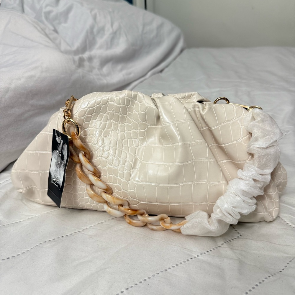 INC Faux Croc Bone Clutch Bag – Chain Strap, NWT